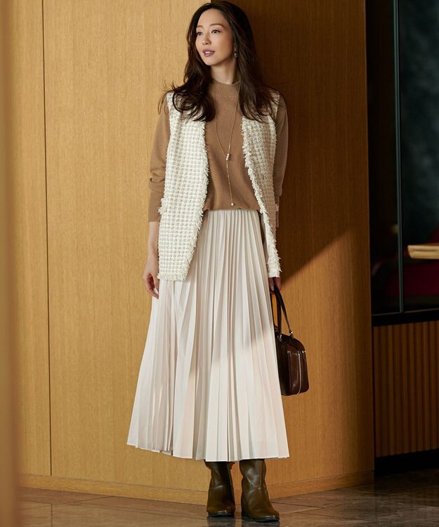 23区 S 【洗える】ピュアカシミヤ フレア ニット キャメル系