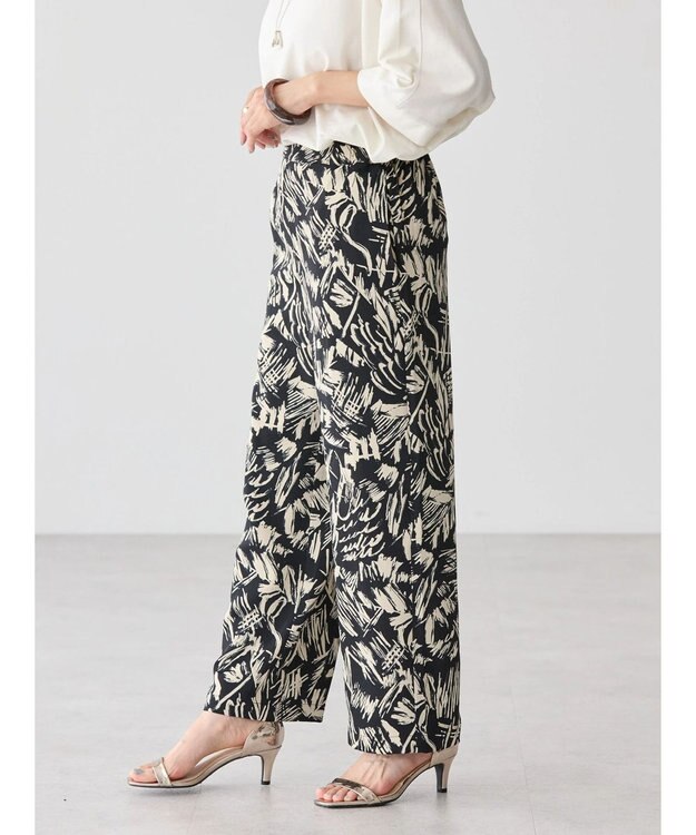 AMERICAN HOLIC イージーケア＋接触冷感プリントリラックスパンツ Black