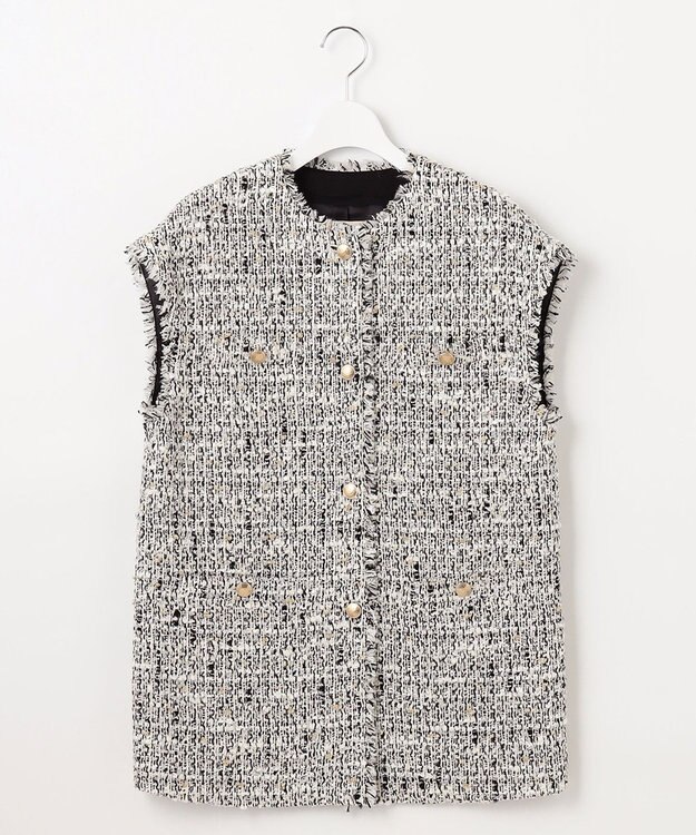 自由区 ラメキャンディーツイード ジレ モノトーン