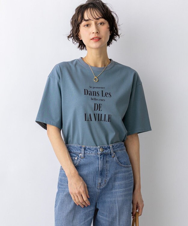 23区 【先行予約】シャツテール ロゴTEE ダルブルー×ネイビー