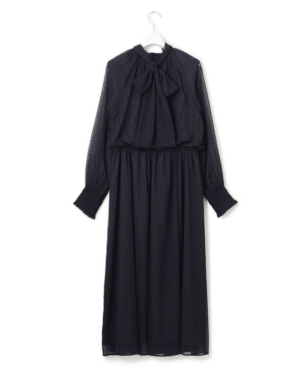 23区 S 【APPLAUDIR】シアードットフロッキー ドレス ネイビー系