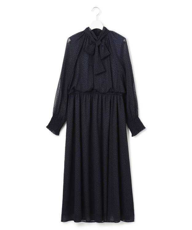 23区 S 【APPLAUDIR】シアードットフロッキー ドレス ネイビー系