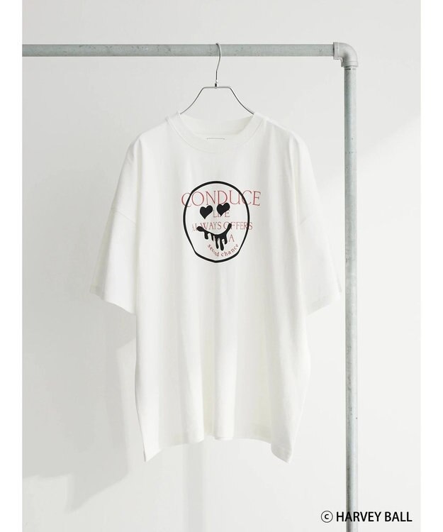 Green Parks Ｓｍｉｌｅｙ　Ｆａｃｅ／スマイル＋ロゴＢｉｇＴシャツ White