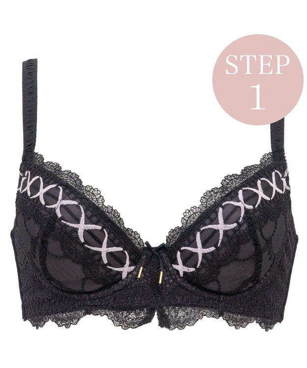 BRADELIS New York 【BRADELIS New York / 育乳補整ブラ・STEP1 集める】ウェンディステップ1ブラ24S1 脇のお肉もふんわり包んで補正するブラ ブラック