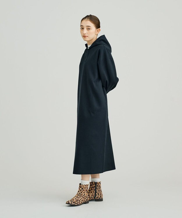 J.PRESS YORK STREET 【WOMEN】NEEDLE JERSEY フード付きワンピース ブラック系