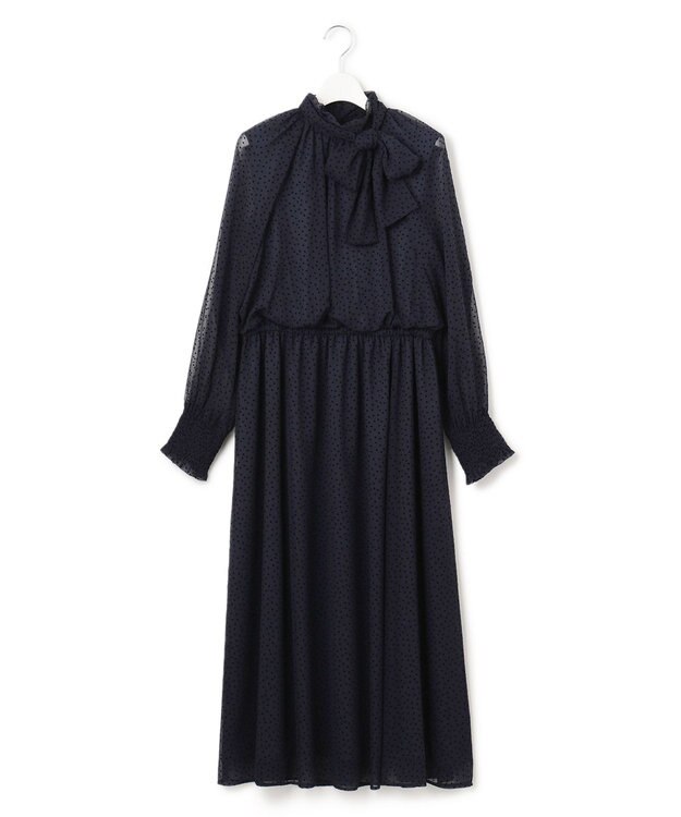 23区 S 【APPLAUDIR】シアードットフロッキー ドレス ネイビー系