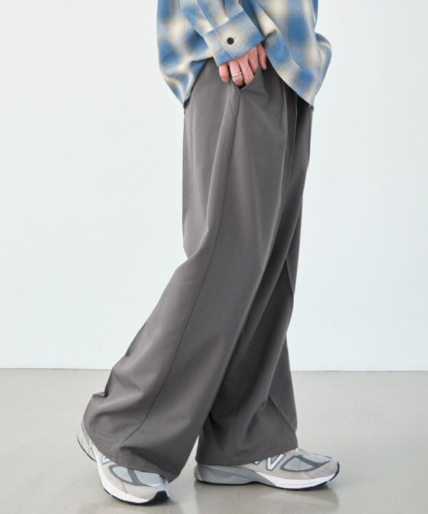 WEGO 【ユニセックス着用ITEM/SMLサイズ展開】バギースラックス ダークグレー