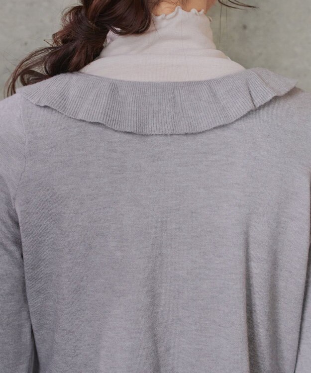 Tiaclasse フリルリボンカーディガン グレー