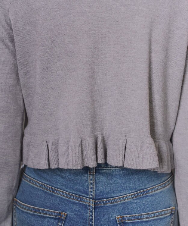 Tiaclasse フリルリボンカーディガン グレー