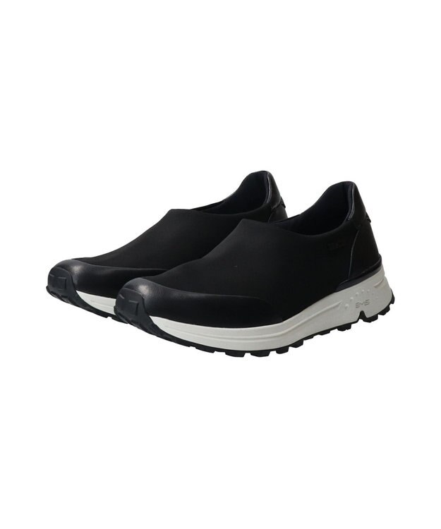 INTER-CHAUSSURES 【BUSSOLA】晴雨兼用ストレッチスリッポンスニーカー ブラックコンビ