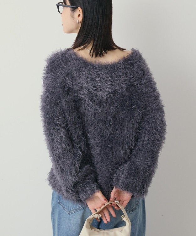 AMERICAN HOLIC Vネックシャギーニットプルオーバー Charcoal Gray