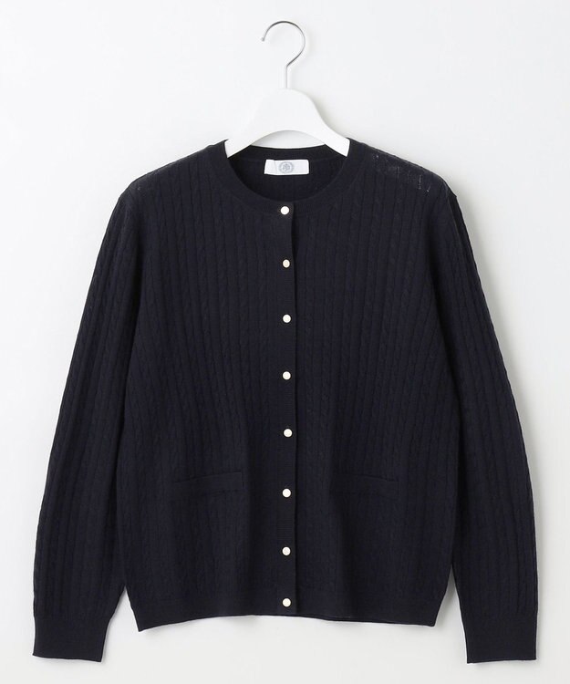 J.PRESS LADIES 【洗える】KNIT BASIC クルーネック カーディガン ネイビー系