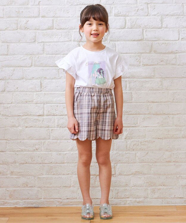 ANY KIDS 袖フリル エモプリント Ｔシャツ オフホワイト