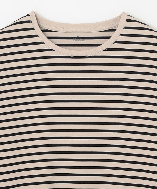 ANY L シャツテールロングスリーブＴシャツ ベージュ×ブラック