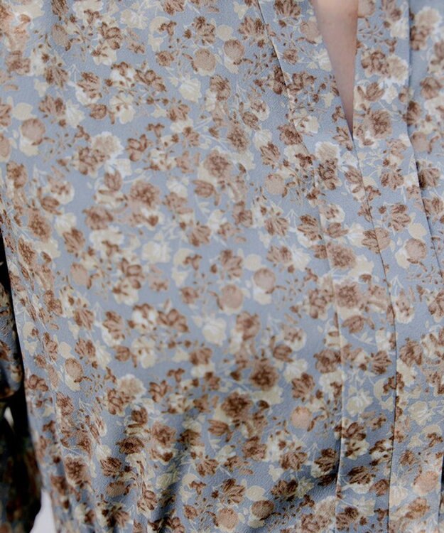 Tiaclasse 【洗える】キャンディースリーブ花柄ワンピース ブルー