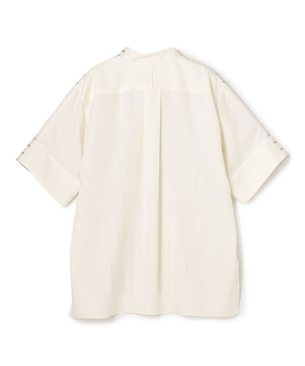 BEIGE， QUARTZ / 異素材コンビ ストライプシャツ Ecru St.