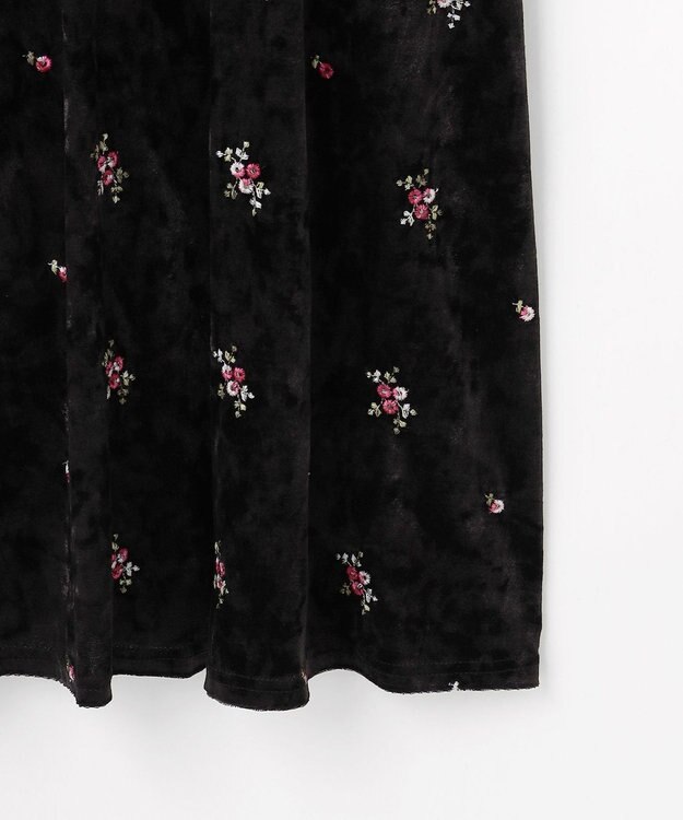 Feroux 刺繍入りベロアキャミソール ワンピース ブラック系