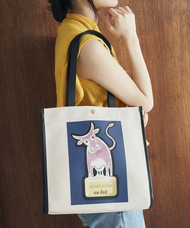 TOPKAPI 【Breath TOPKAPI】サヴィニャック × Breath TOPKAPI アート プリント オーガニックキャンバス トート バッグ ネイビー