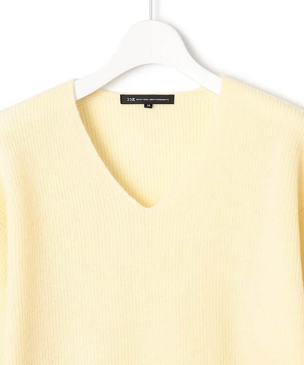 23区 S 【洗える】ウールカシミヤ Vネック ニット イエロー系