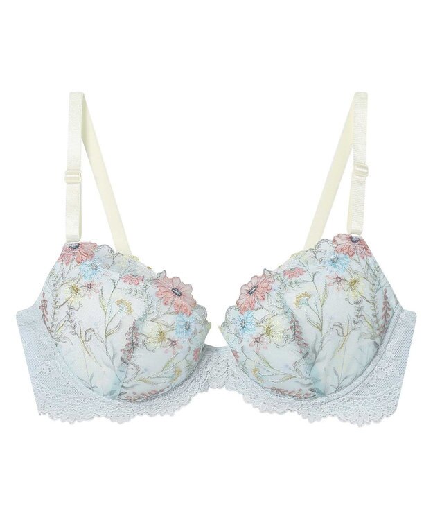 une nana cool バックスタイルまでかわいい Steppe Flower ワイヤーブラ グレイッシュブルー