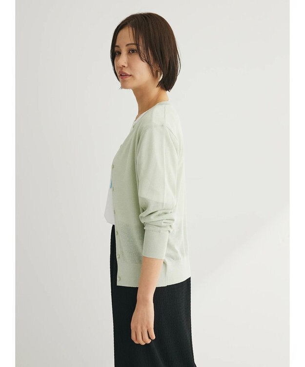 Green Parks ラメクルーネックカーディガン Light Green