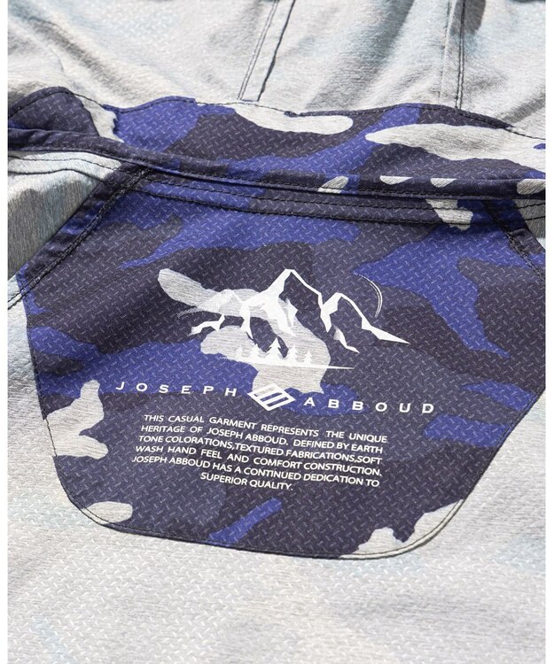 JOSEPH ABBOUD MOUNTAIN 【ストレッチ/軽量/撥水/ポケッタブル】エンボスカモフラージュ パーカー ネイビー系6