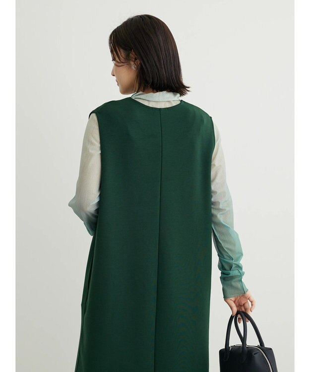 Green Parks キーネックダンボールジャンスカ Dark Green