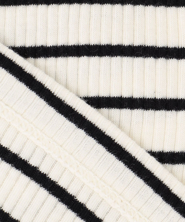 組曲 KIDS 【150-160㎝】レースボーダー トップス ブラック系1