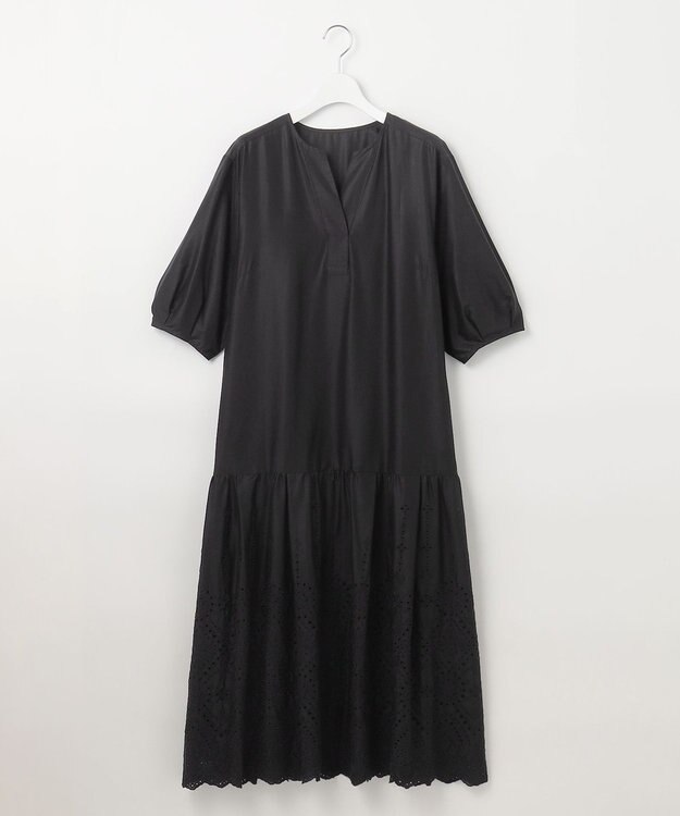 自由区 【カタログ掲載・洗える】エンブロイダリーローン ワンピース ブラック