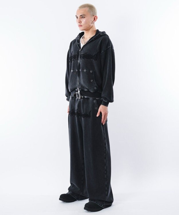 WEGO 【ユニセックス着用ITEM】ブリーチハトメZIPパーカー ブラックその他