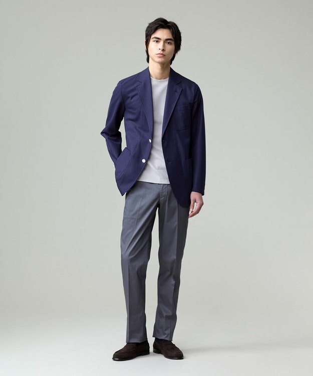 J.PRESS MEN シャツの軽快さ×ジャケットの上品さ【 盛夏対応 / 軽量 / 洗える / 高通気性】千鳥レース サマージャケット ネイビー系