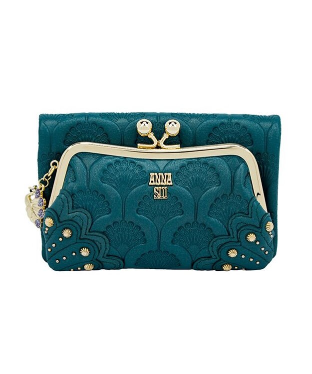 ANNA SUI ピーコック 二つ折り口金財布 ターコイズ