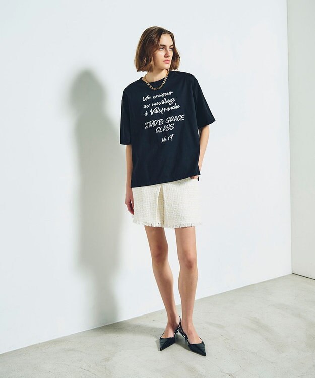 GRACE CONTINENTAL レタードオーバーTシャツ ブラック