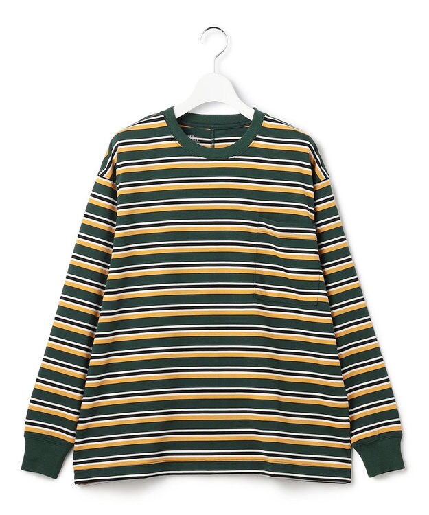 J.PRESS YORK STREET 【WOMEN】ポケットボーダーロングスリーブ Tシャツ ダークグリーン系2