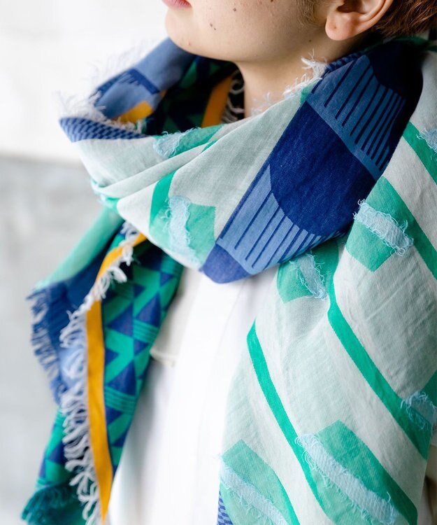 POLS コットン・キュプラ FUSAスカーフ ネイビー