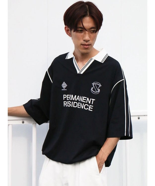 CRAFT STANDARD BOUTIQUE 接触冷感/UVカット/イージーケア/ストレッチ/ゲームシャツ-A Navy