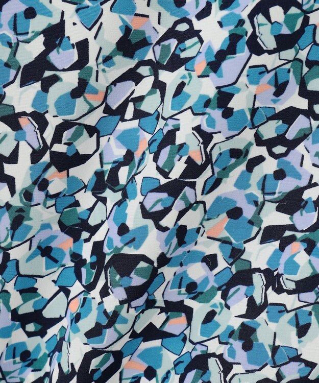 自由区 L 【洗える】フラワーペタルプリント ワンピース メンソール系