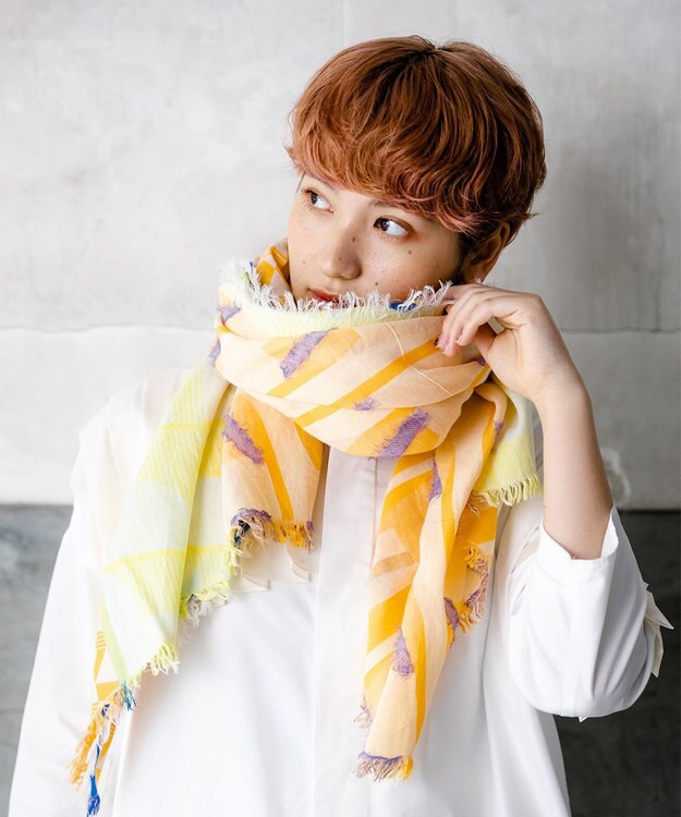 POLS コットン・キュプラ FUSAスカーフ オレンジ