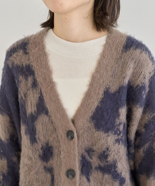 Green Parks アニマル柄カーディガン Charcoal Gray