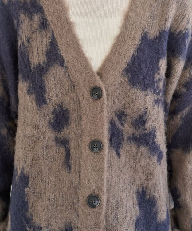 Green Parks アニマル柄カーディガン Charcoal Gray