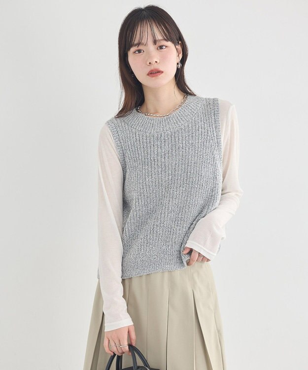 earth music&ecology クルーネックニットベスト Gray