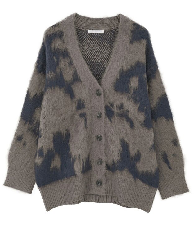 Green Parks アニマル柄カーディガン Charcoal Gray