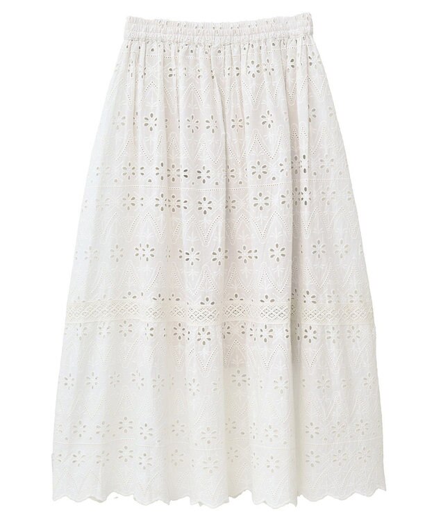 earth music&ecology シフリー刺繍スカート Ivory
