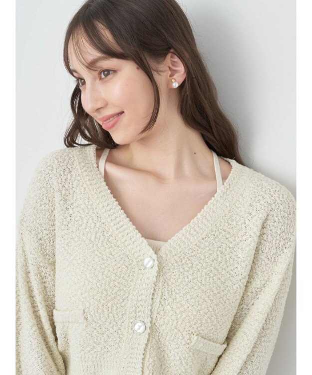 earth music&ecology ポコポコヤーンショートカーディガン Off White