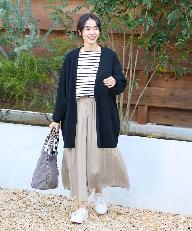 ANY 【洗濯機可能・ウエストゴム】リラックススカーチョ ライトグレー