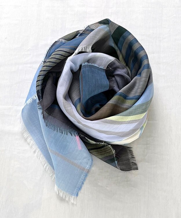 POLS 播州織 極細コットンストール ブルー