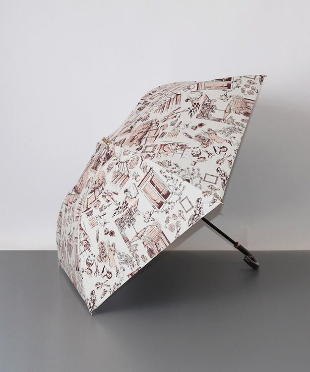 AURORA 【 Beaurance （ビューランス）】サマーシールド プリント夢が棲む場所　晴雨兼用傘（折りたたみ傘） ペールコーラル