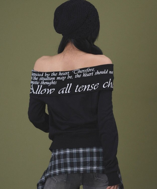 WEGO オフショルグラフィックスウェット ブラック