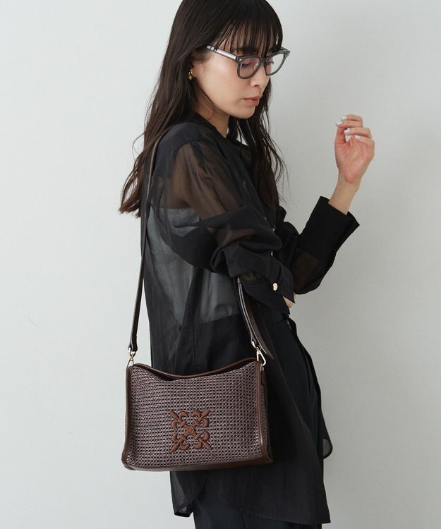 russet ナイロンラフィアショルダーバッグ(CE-1713) D.Brown
