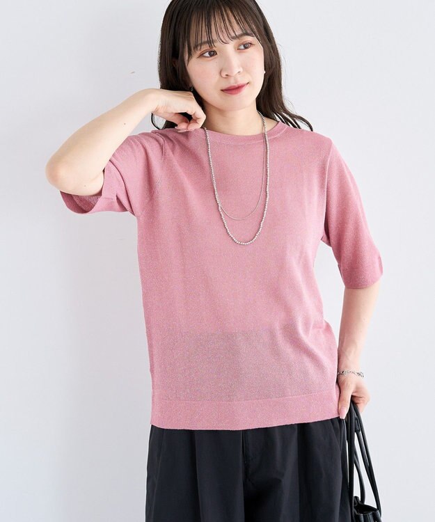 Green Parks ・Ｐｅｔｉｔ　Ｆｌｅｕｒ　ラメシアーニット Pink